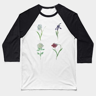 Flowers: narcissus, iris, rose, tulip Baseball T-Shirt